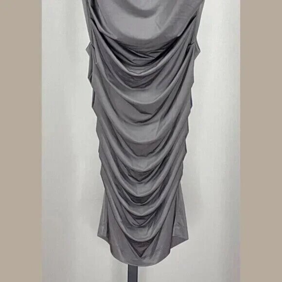 NEW Banana Republic Dress Womens XS gray pencil sheath ruched classic preppy - Picture 3 of 10